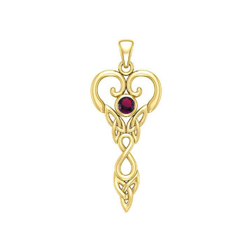 Celtic Infinity Goddess with Birthstone Solid Yellow Gold Pendant GPD5960 - Jewelry